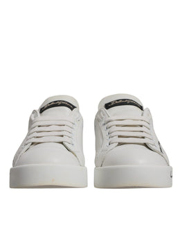 Dolce & Gabbana Weiß Blau Logo Portofino Turnschuhe Schuhe