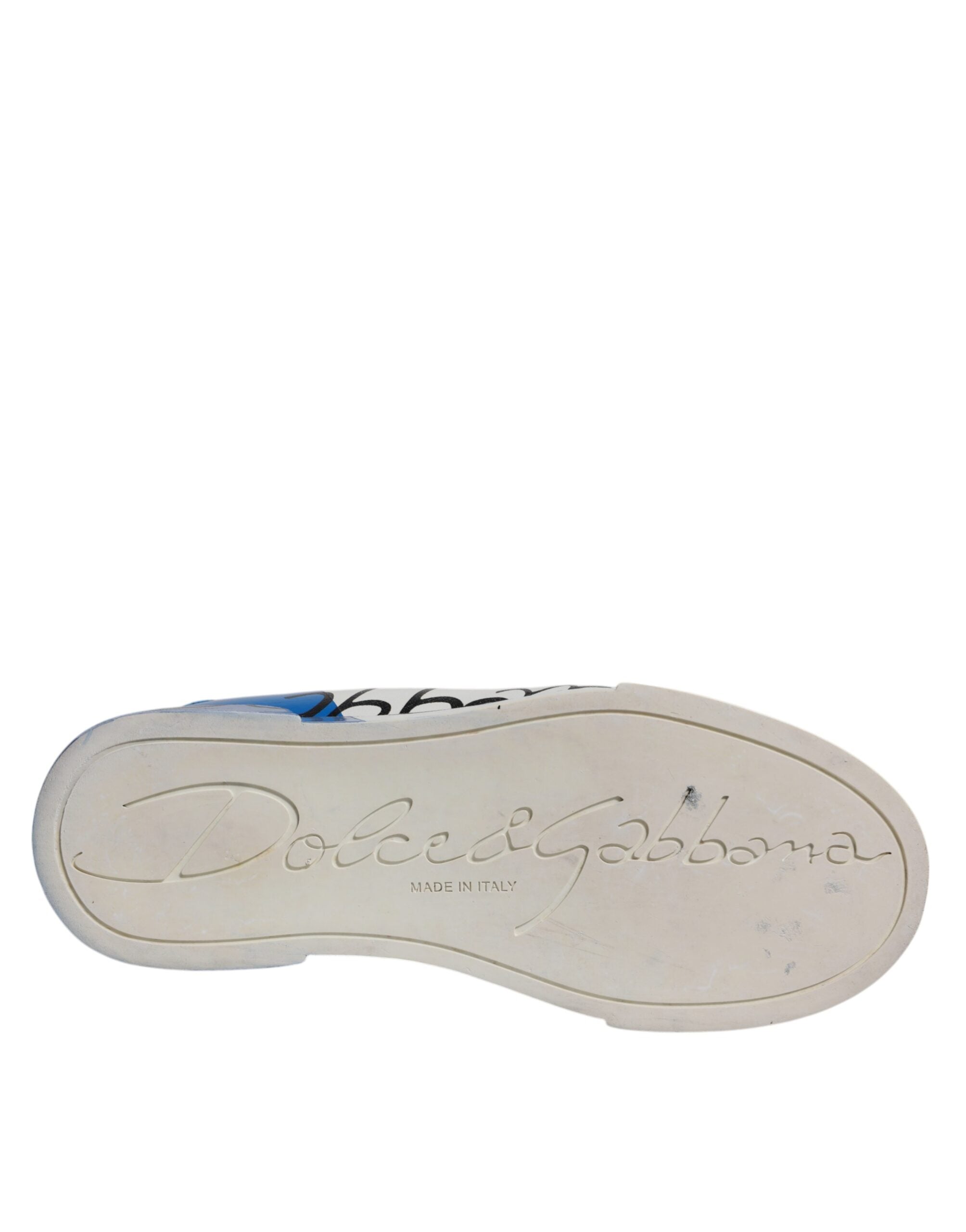 Dolce & Gabbana Weiß Blau Logo Portofino Turnschuhe Schuhe