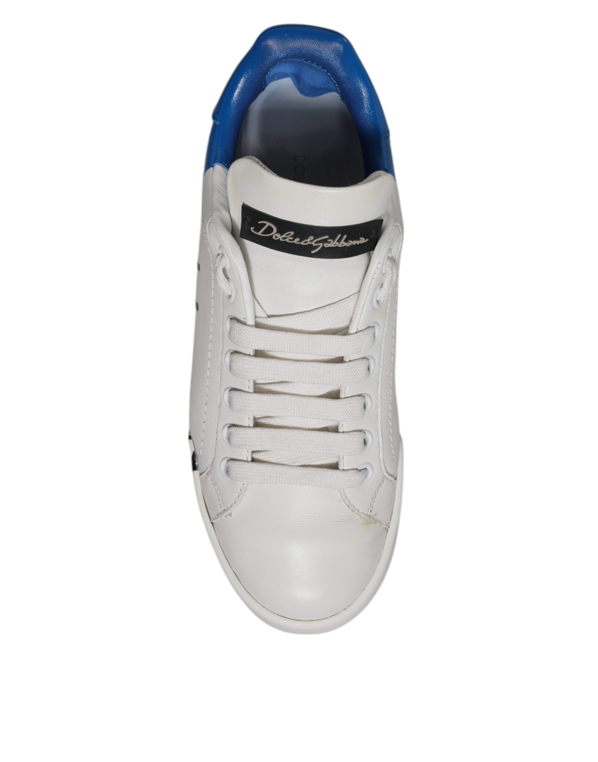 Dolce & Gabbana Weiß Blau Logo Portofino Turnschuhe Schuhe