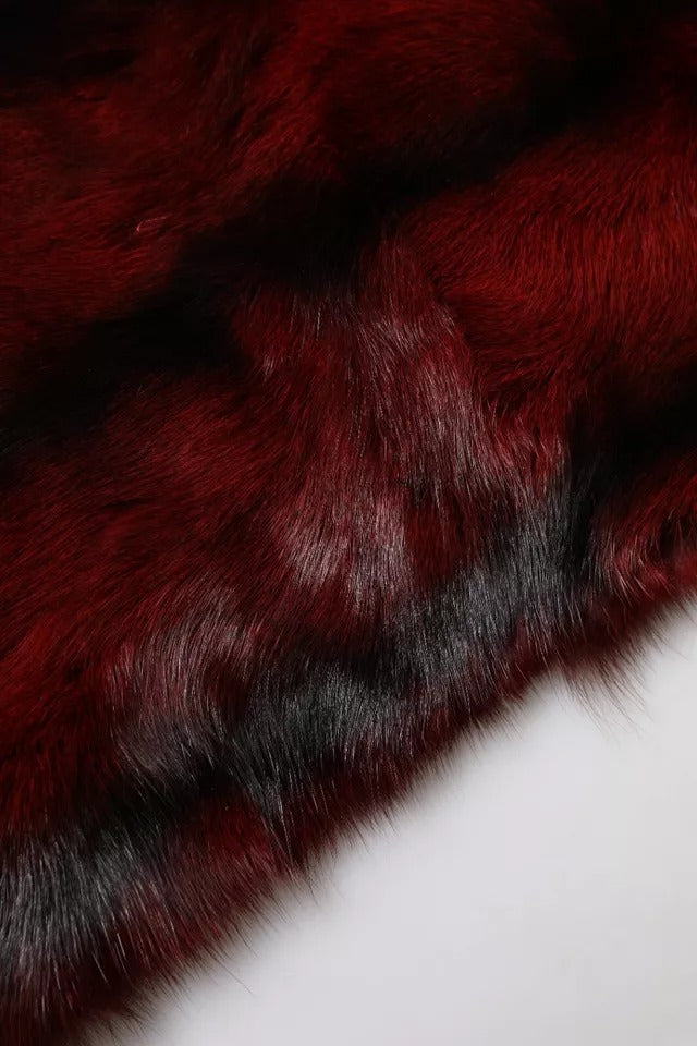 Dolce & Gabbana Schwarz Rot Gestreifter Pelz Schal Hals Wrap Schal