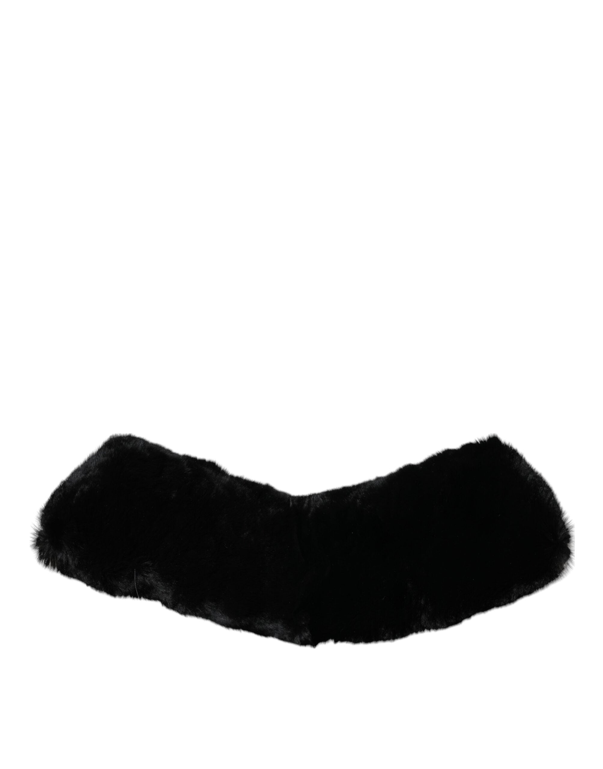 Dolce & Gabbana Schwarzer Lammfellkragen Frauen Hals Wrap Schal