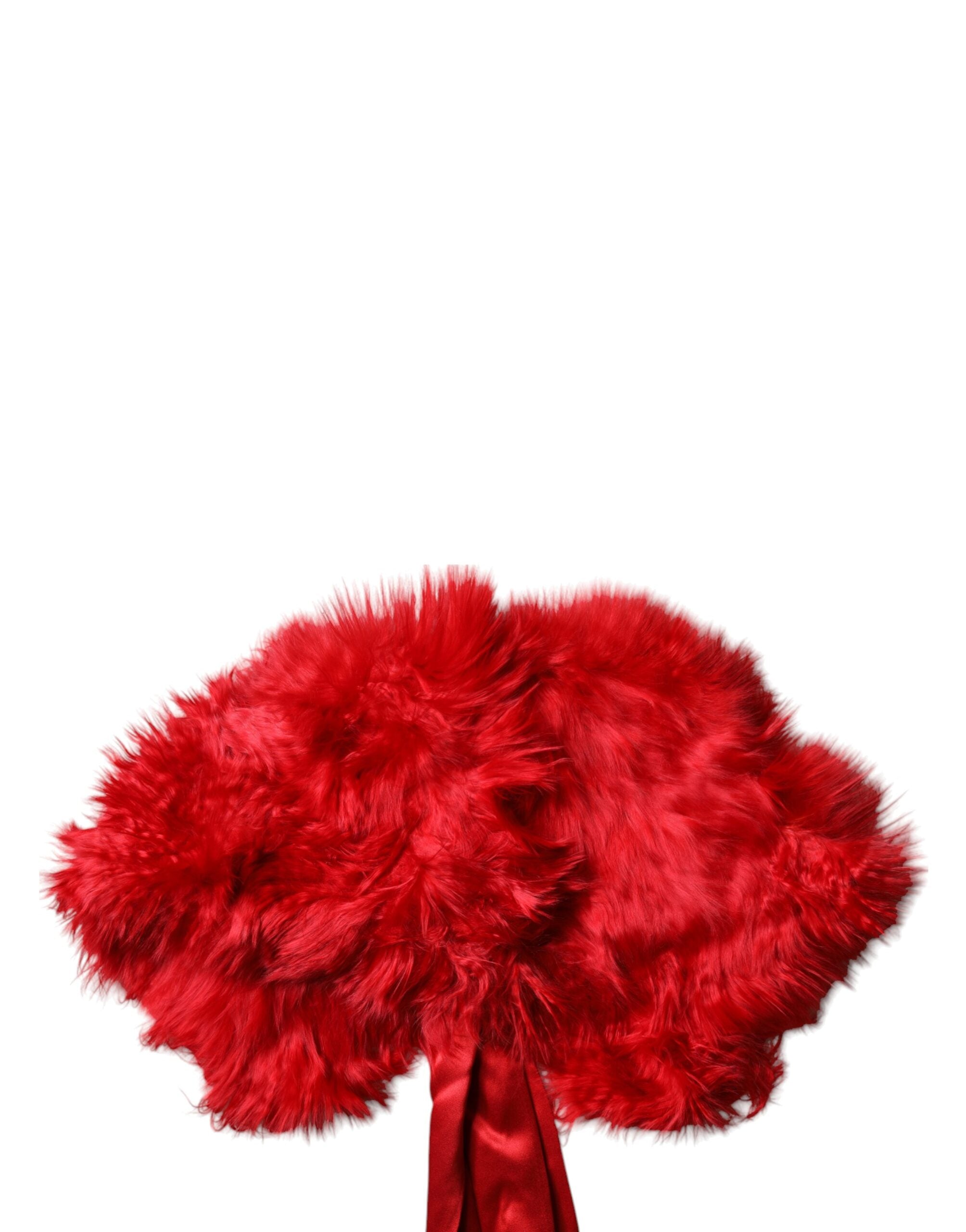 Dolce & Gabbana Roter Alpaka Pelz Frauen Halswärmer Winterschal