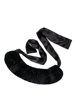 Dolce & Gabbana Schwarzer Lammfell Damen Halswärmer Winterschal