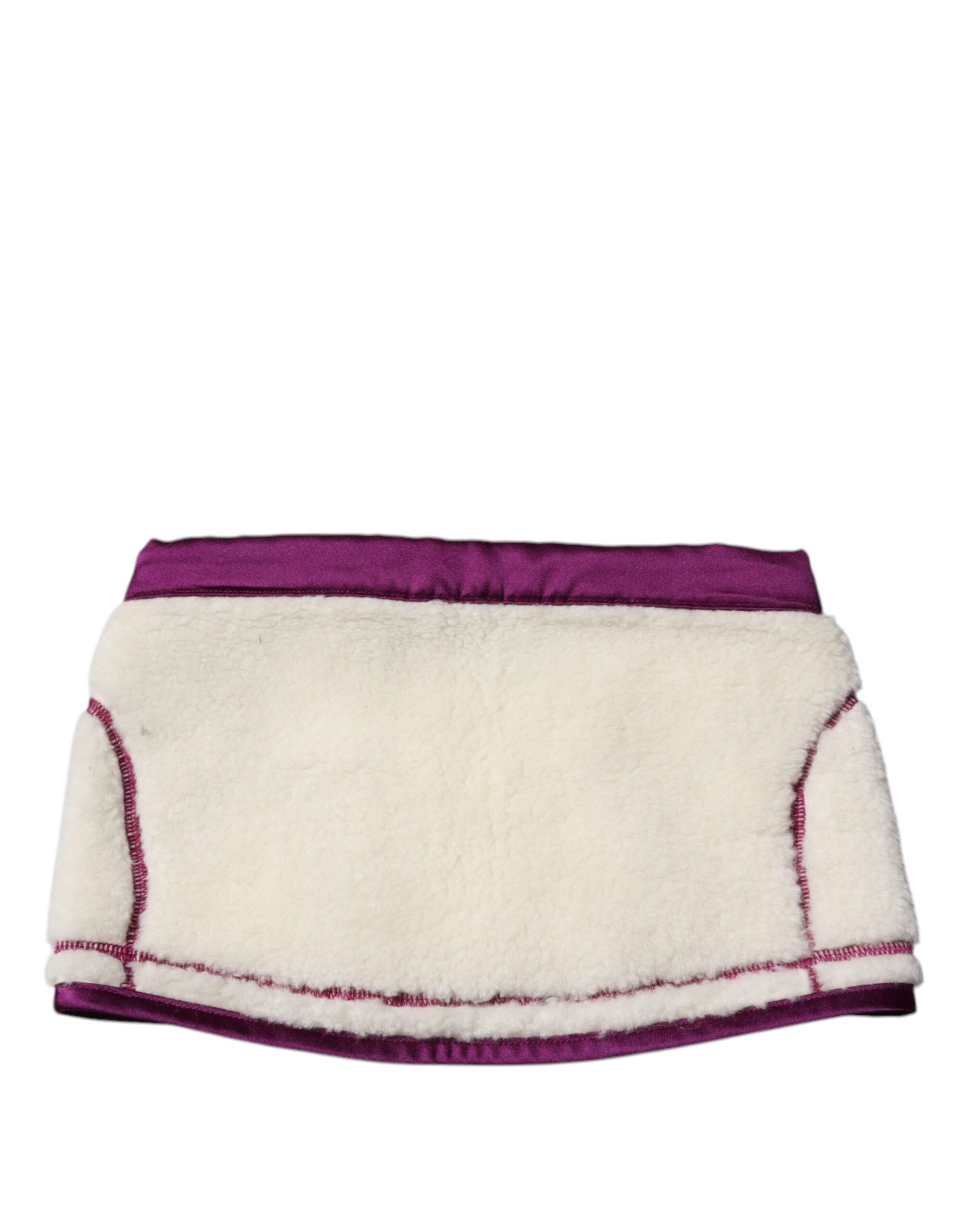 Dolce & Gabbana Weißer lila Kaschmir Fleece Halswärmer Schal