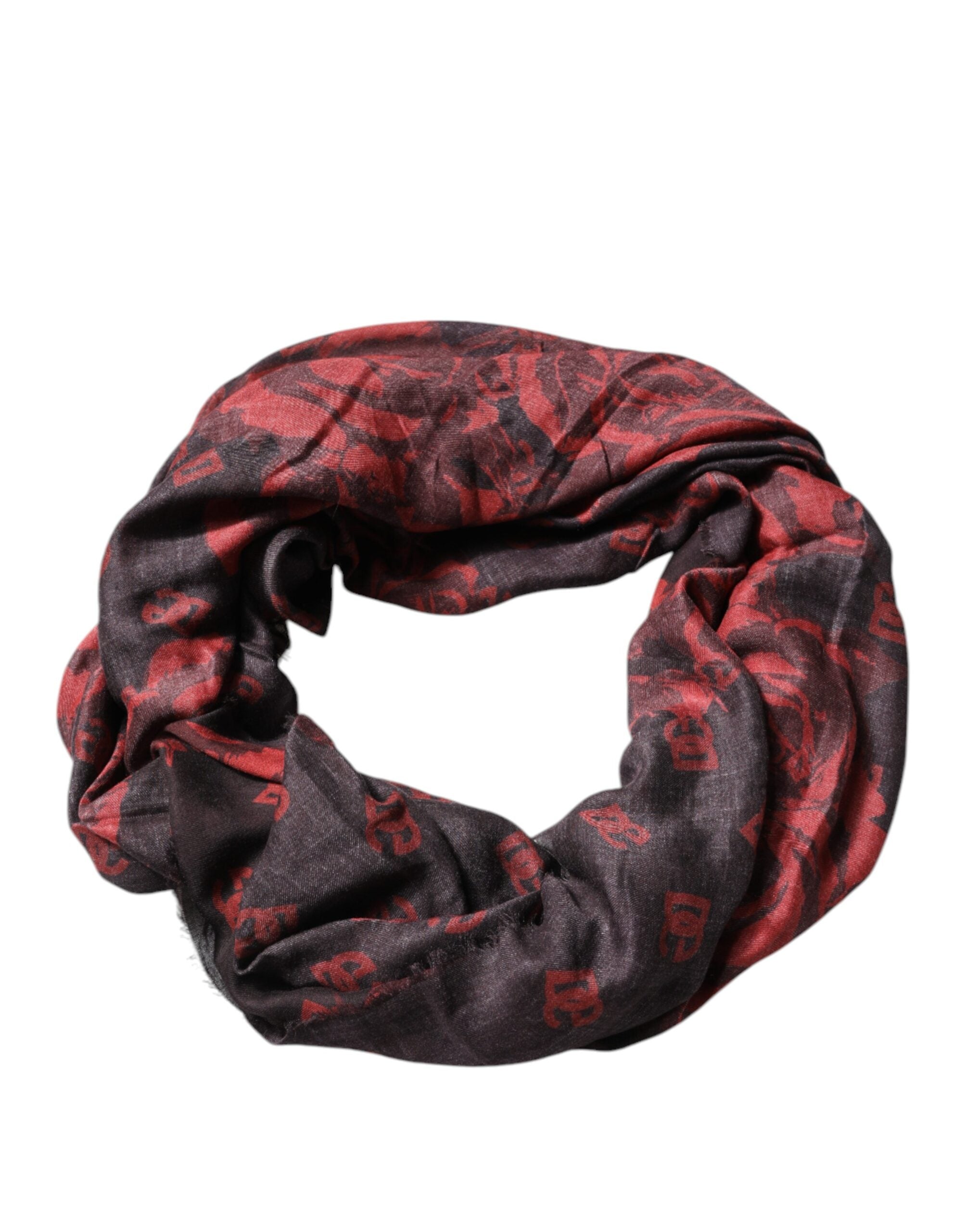 Dolce & Gabbana Schwarz Rot Floral Modal Wickelschal Schal