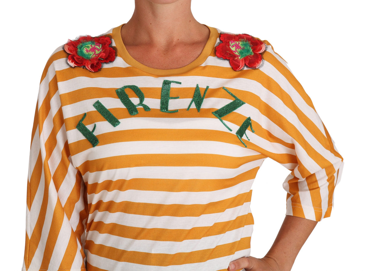Dolce & Gabbana Weißes Orange FIRENZE Top T-Shirt