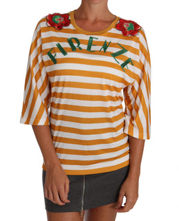 Dolce & Gabbana Weißes Orange FIRENZE Top T-Shirt