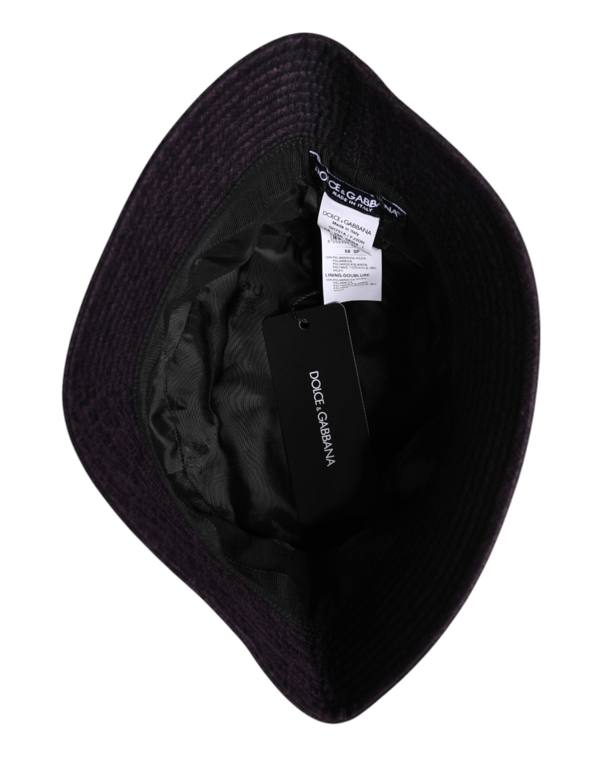 Dolce & Gabbana Schwarzer Nylon-Eimerhut mit breiter Krempe