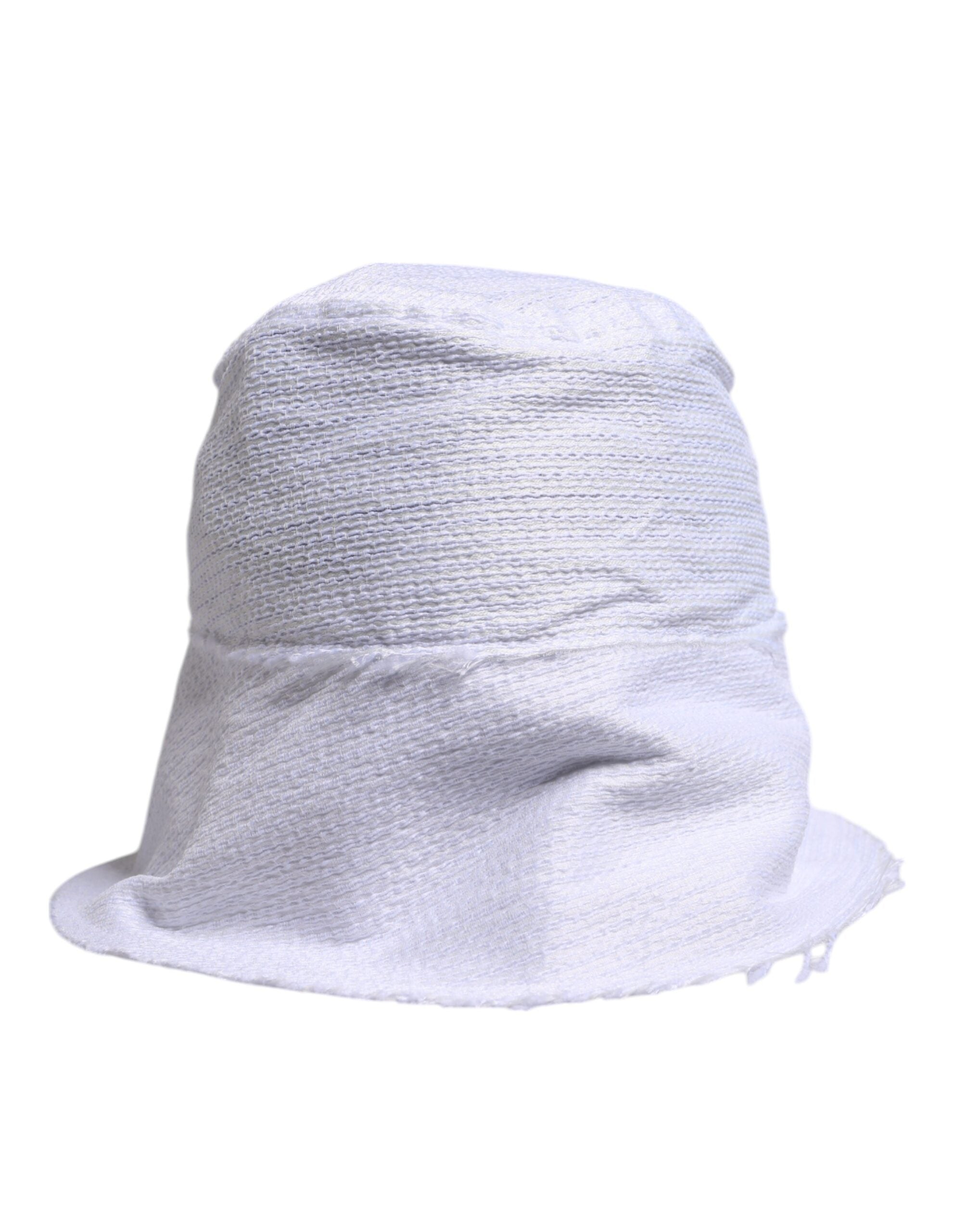 Dolce & Gabbana Weißer Polyester-Eimerhut mit breiter Krempe