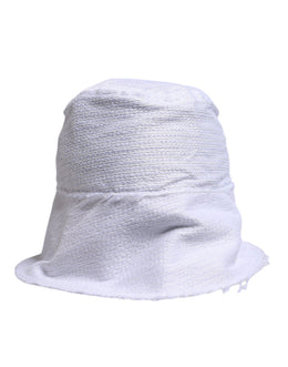 Dolce & Gabbana Weißer Polyester-Eimerhut mit breiter Krempe