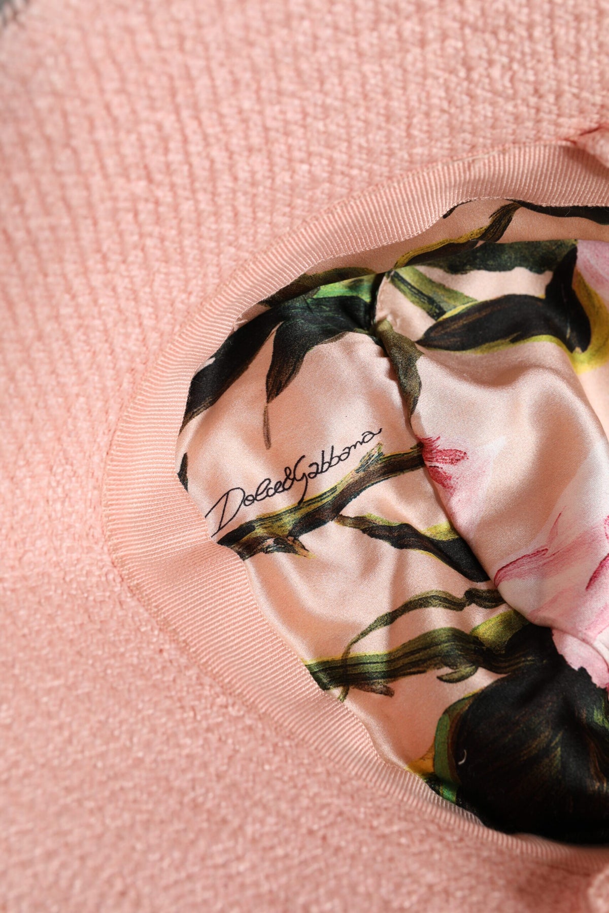 Dolce & Gabbana Rosa Baumwoll-Eimerhut mit breiter Krempe