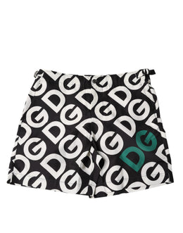 Dolce & Gabbana Schwarz Weiß Logo Beachwear Shorts Bademode
