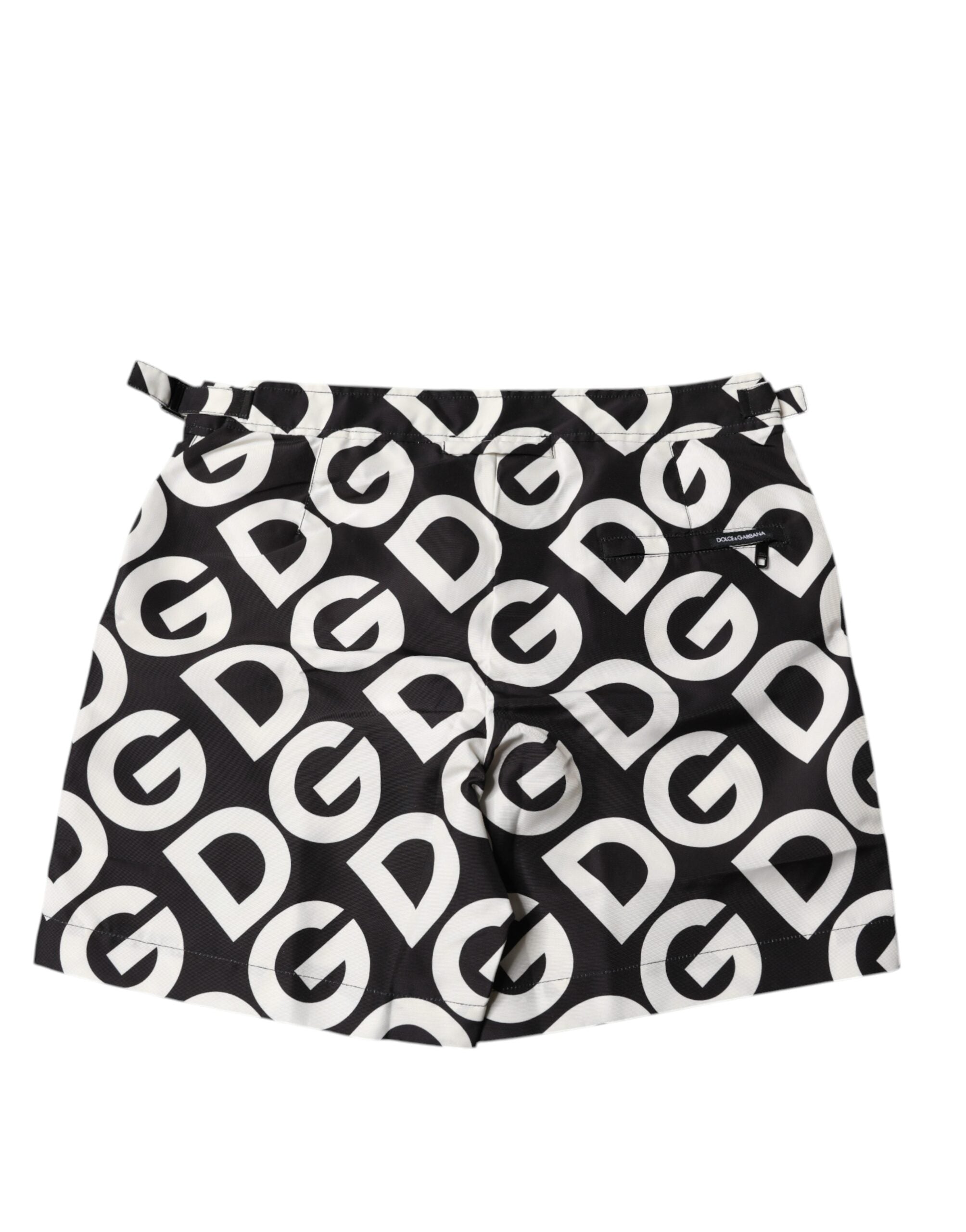 Dolce & Gabbana Schwarz Weiß Logo Beachwear Shorts Bademode