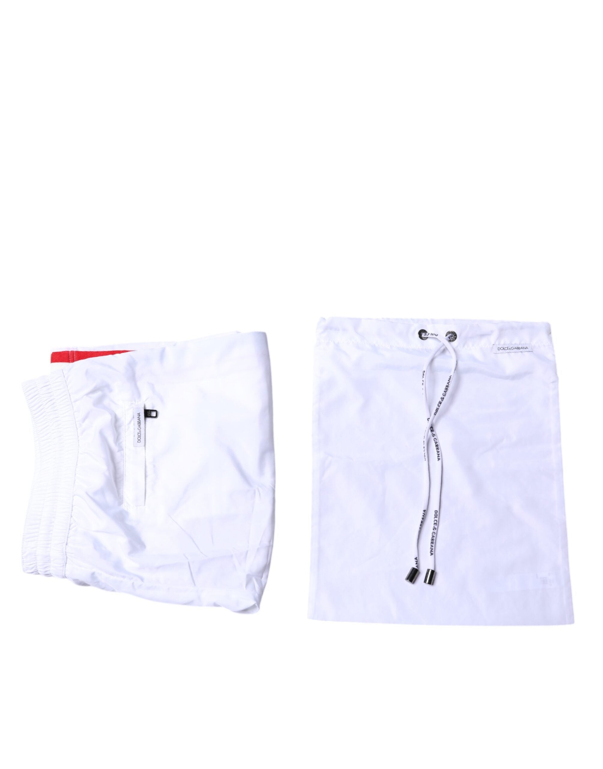 Dolce & Gabbana Weiße Streifen Beachwear Shorts 2 Stück Bademode