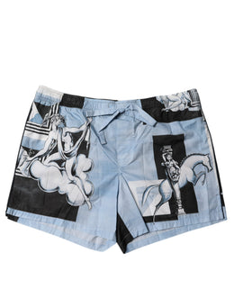 Dolce & Gabbana Blaue Statue Print Baumwolle Herren Shorts