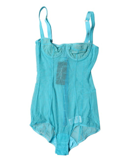 Dolce & Gabbana Blauer Tüll-Balconette-BH Bodysuit Unterwäsche