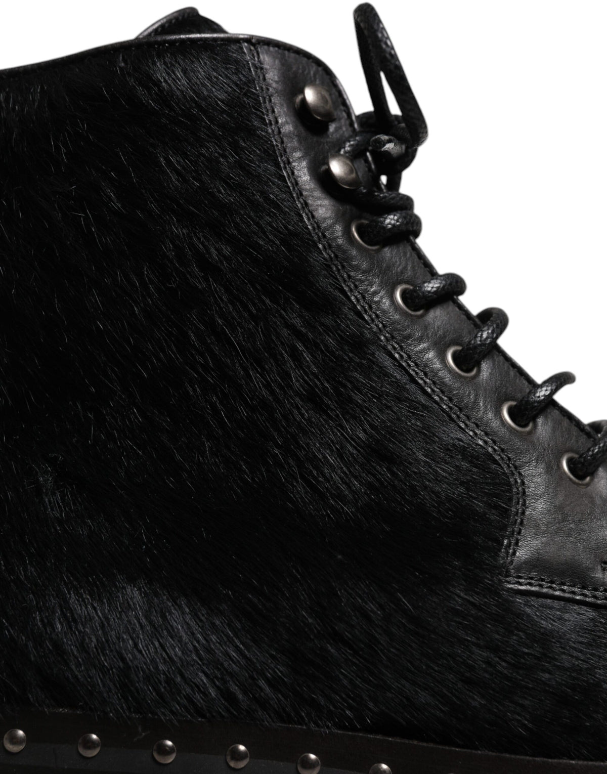 Dolce & Gabbana Schwarze Pony Style Leder Mid Calf Stiefel Schuhe