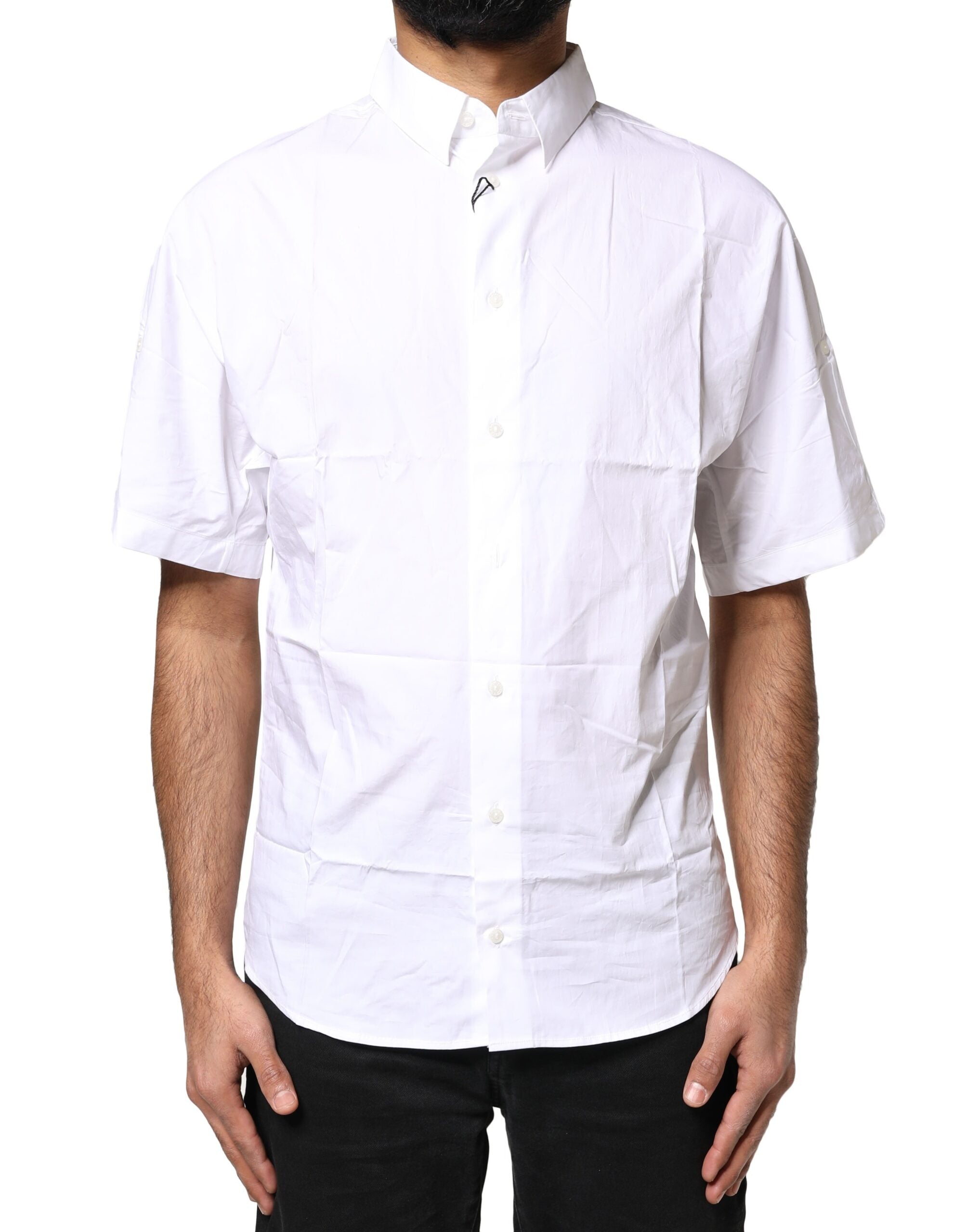 Dolce & Gabbana Weißes Baumwoll-Poloshirt mit Knopfleiste für Männer