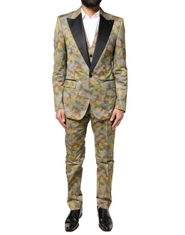 Dolce & Gabbana Multicolor Camouflage SICILIA 3 Stück Anzug