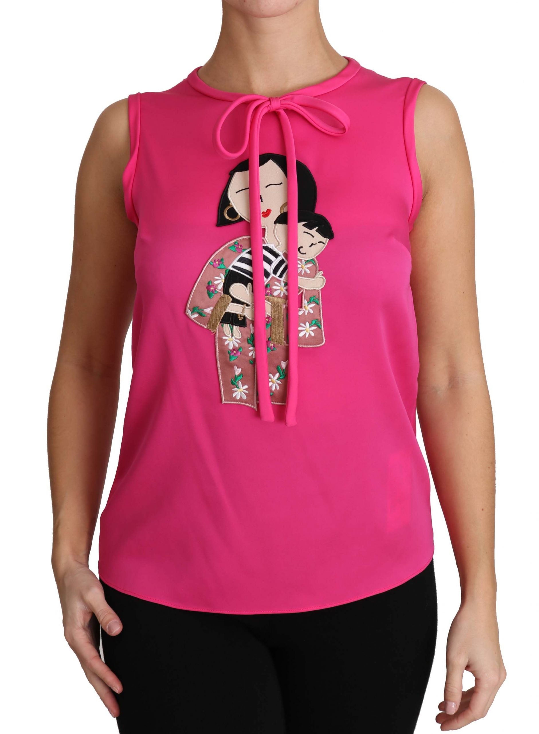 Dolce & Gabbana Rosa Familie Seide Tank Mama Bluse Top Shirt