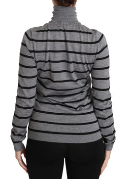 Dolce & Gabbana Grauer Rollkragenpullover aus Kaschmir und Seide