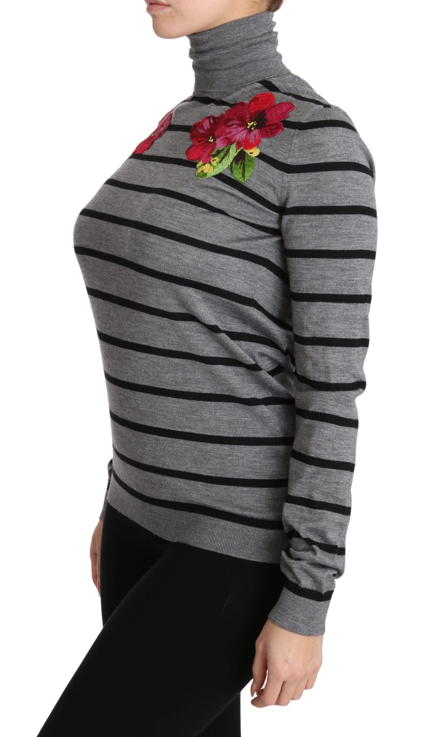 Dolce & Gabbana Grauer Rollkragenpullover aus Kaschmir und Seide