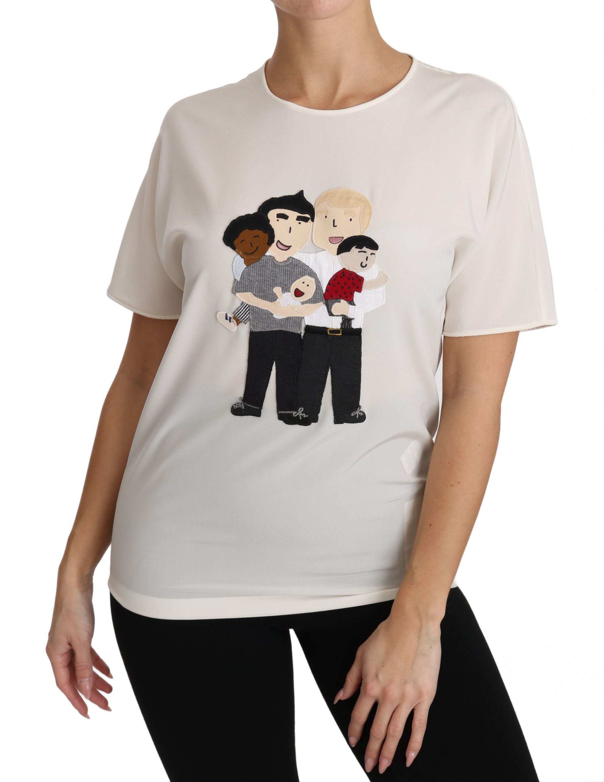 Dolce & Gabbana Weißes Seidenstretch-T-Shirt #dgfamily