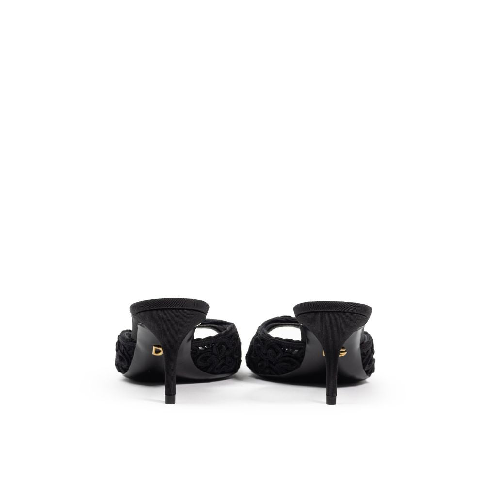 Dolce & Gabbana Schwarze Baumwoll-Pantoletten