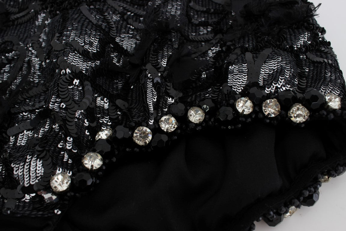 Dolce & Gabbana Schwarze Mini-Shorts mit Kristallpailletten