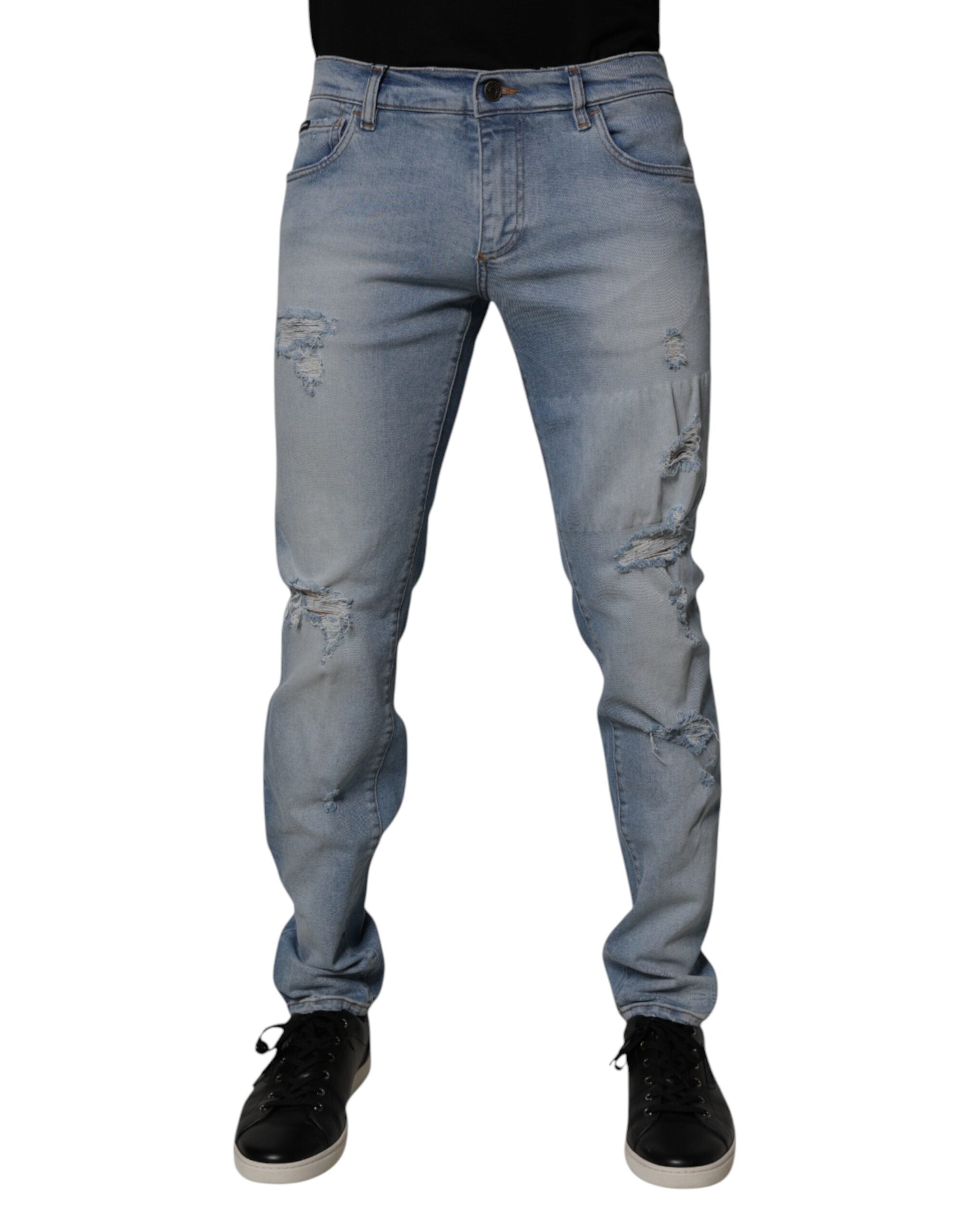 Dolce & Gabbana Blaue Distressed-Jeans aus Baumwolle für Herren