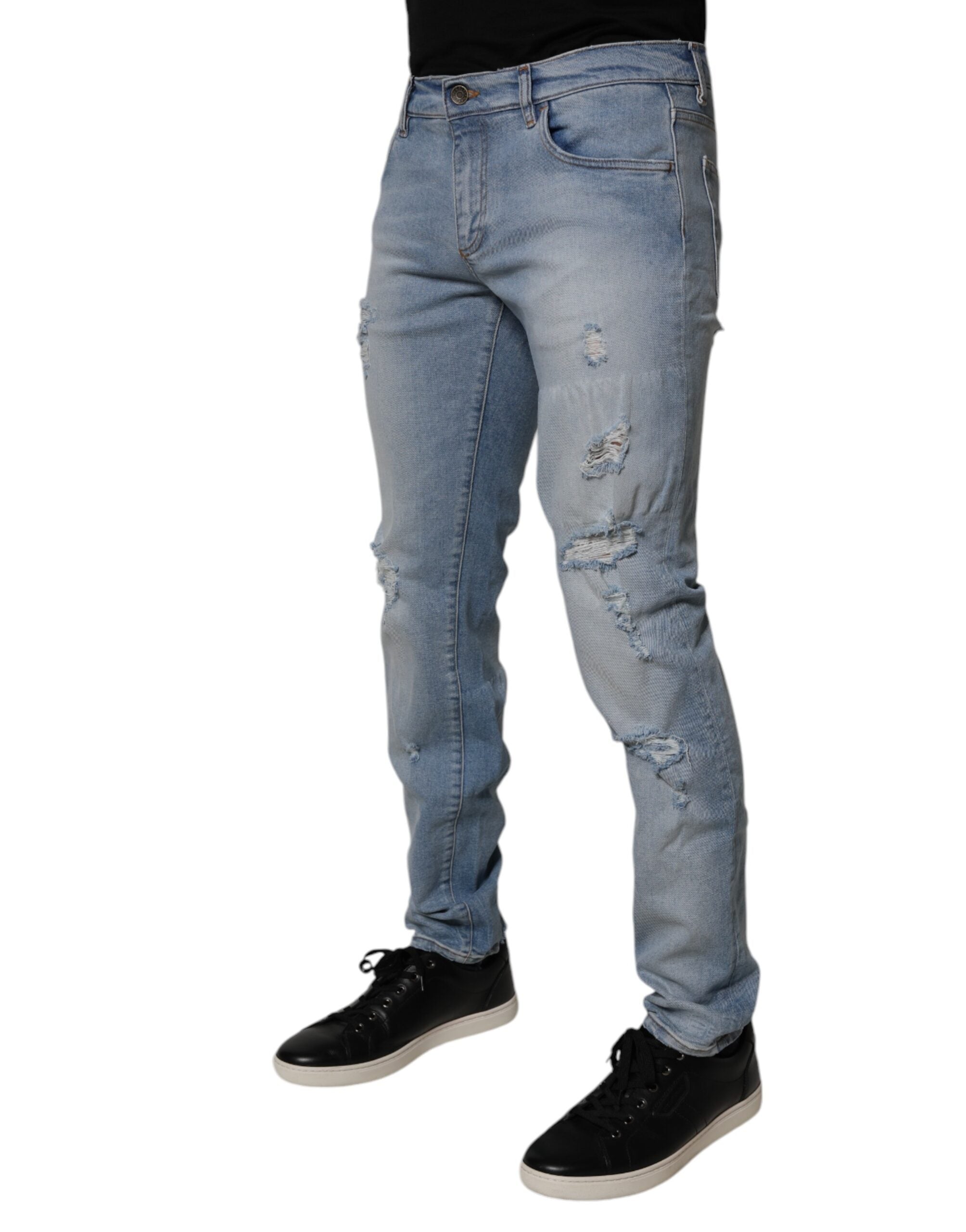 Dolce & Gabbana Blaue Distressed-Jeans aus Baumwolle für Herren