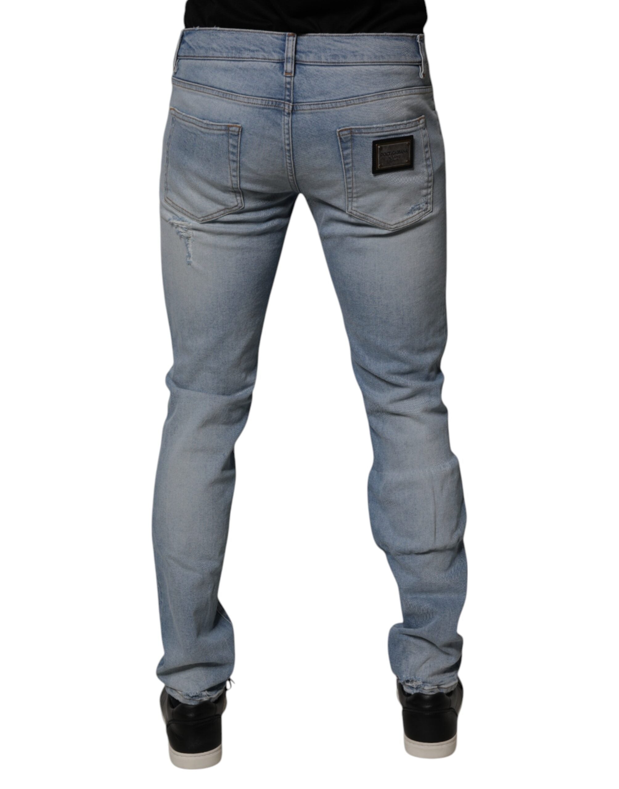 Dolce & Gabbana Blaue Distressed-Jeans aus Baumwolle für Herren