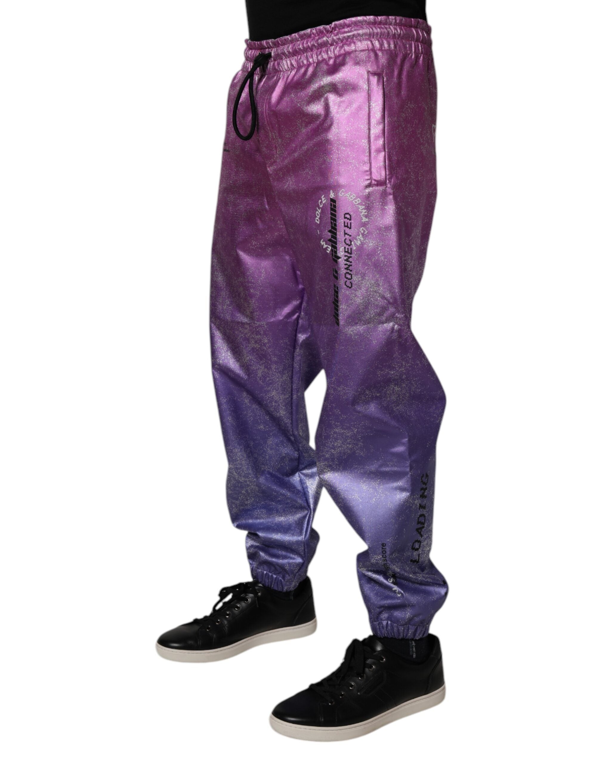 Dolce & Gabbana Rosa lila zweifarbige Jogger-Sweatpants Hosen