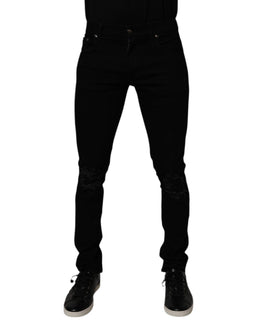 Dolce & Gabbana Schwarze Baumwoll-Stretch-Skinny-Denim-Jeans für Männer