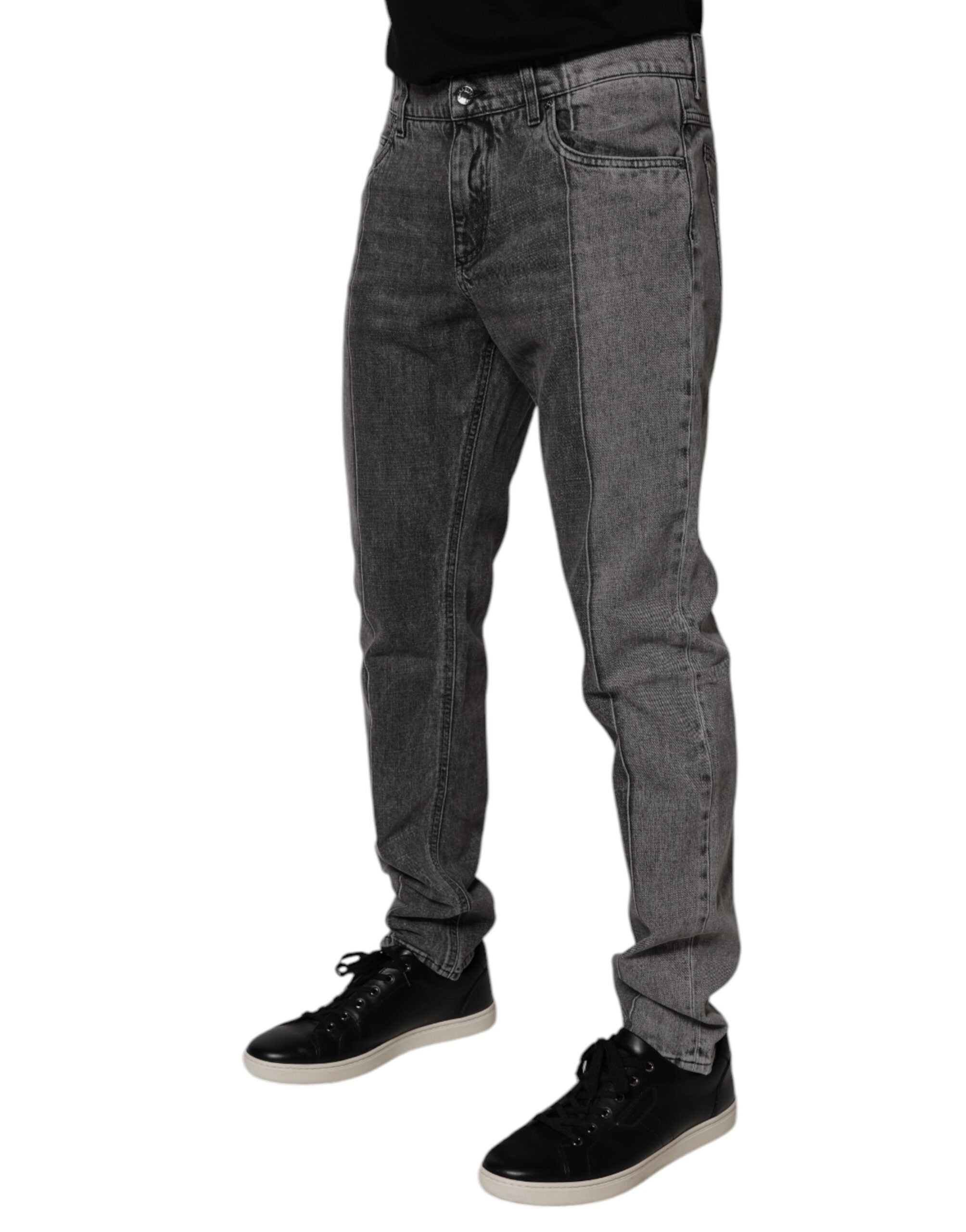 Dolce & Gabbana Zweifarbige graue Denim-Jeans aus Baumwolle
