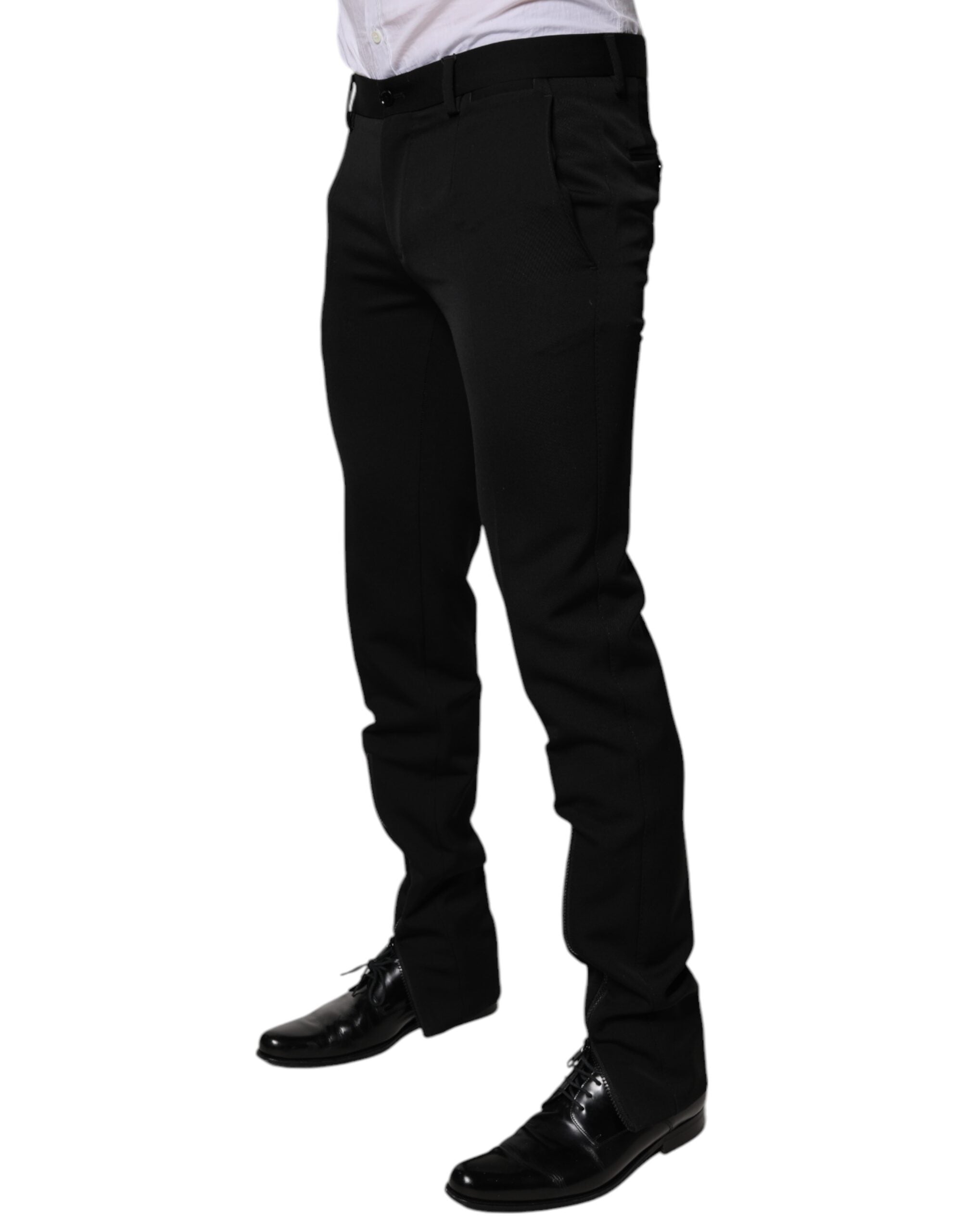 Dolce & Gabbana Schwarze konisch zulaufende formelle Anzughose aus Wolle