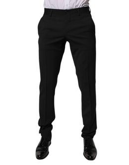 Dolce & Gabbana Schwarze Polyester konisch zulaufende formelle Herren Anzughose