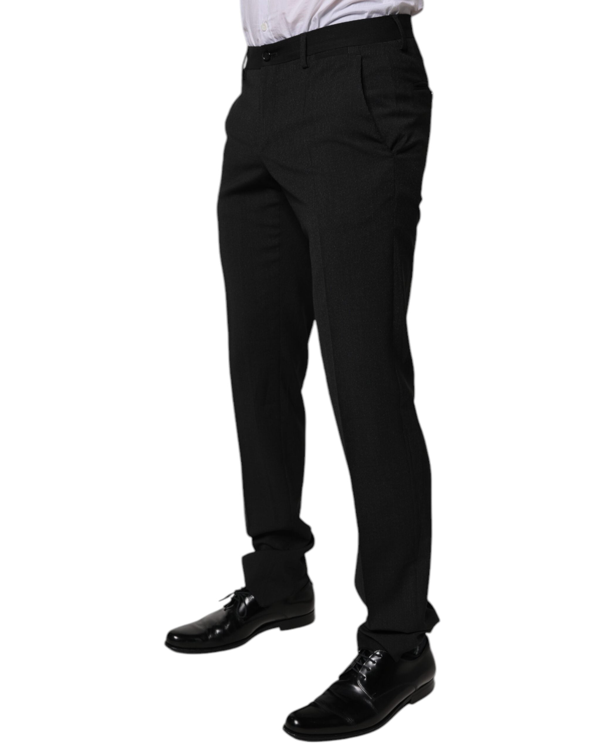 Dolce & Gabbana Schwarze Polyester konisch zulaufende formelle Herren Anzughose