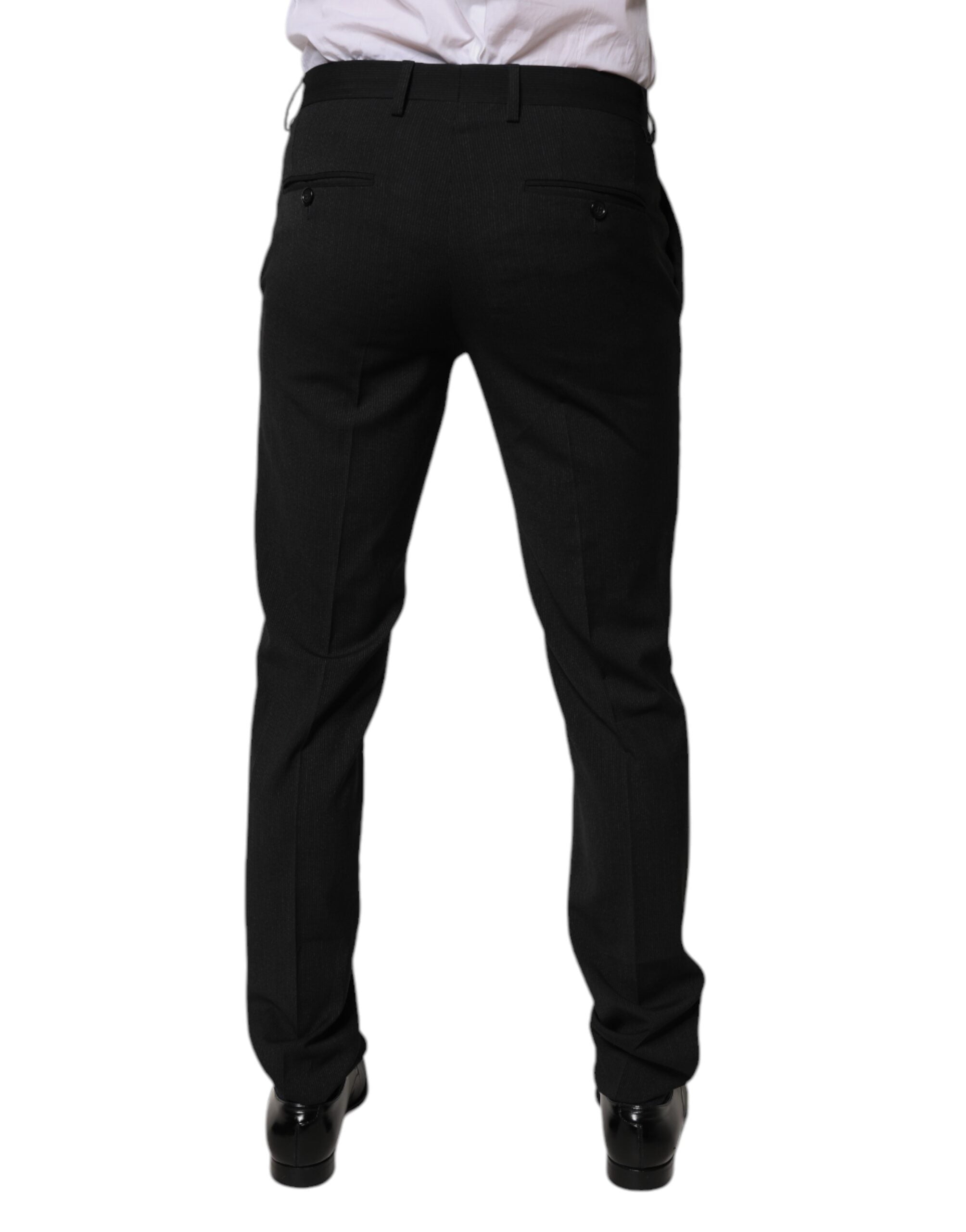 Dolce & Gabbana Schwarze Polyester konisch zulaufende formelle Herren Anzughose