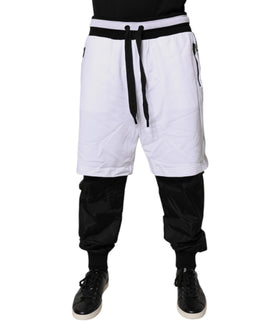 Dolce & Gabbana Schwarz-Weiß-Baumwoll-Layered Sweatpants Hosen