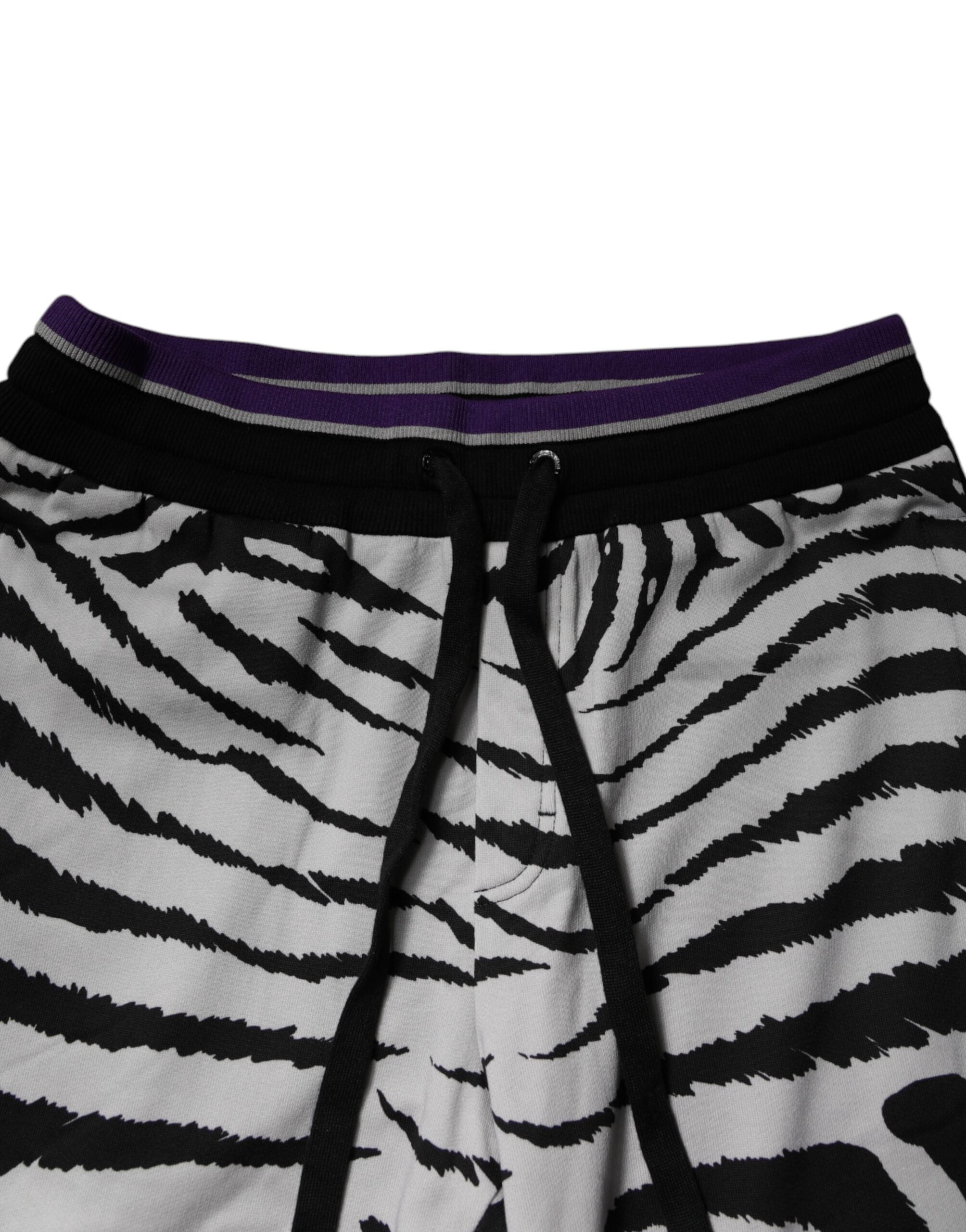 Dolce & Gabbana Schwarz Weiß Zebra Männer Jogger Sweatpants Hosen