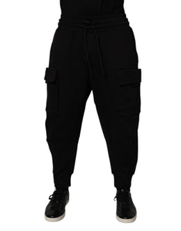 Dolce & Gabbana Schwarze Baumwolle Männer Cargo Jogger Sweatpants Hosen