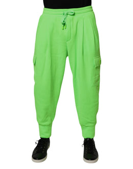 Dolce & Gabbana Neongrüner Cargo-Jogger Männer-Sweatpants Hosen