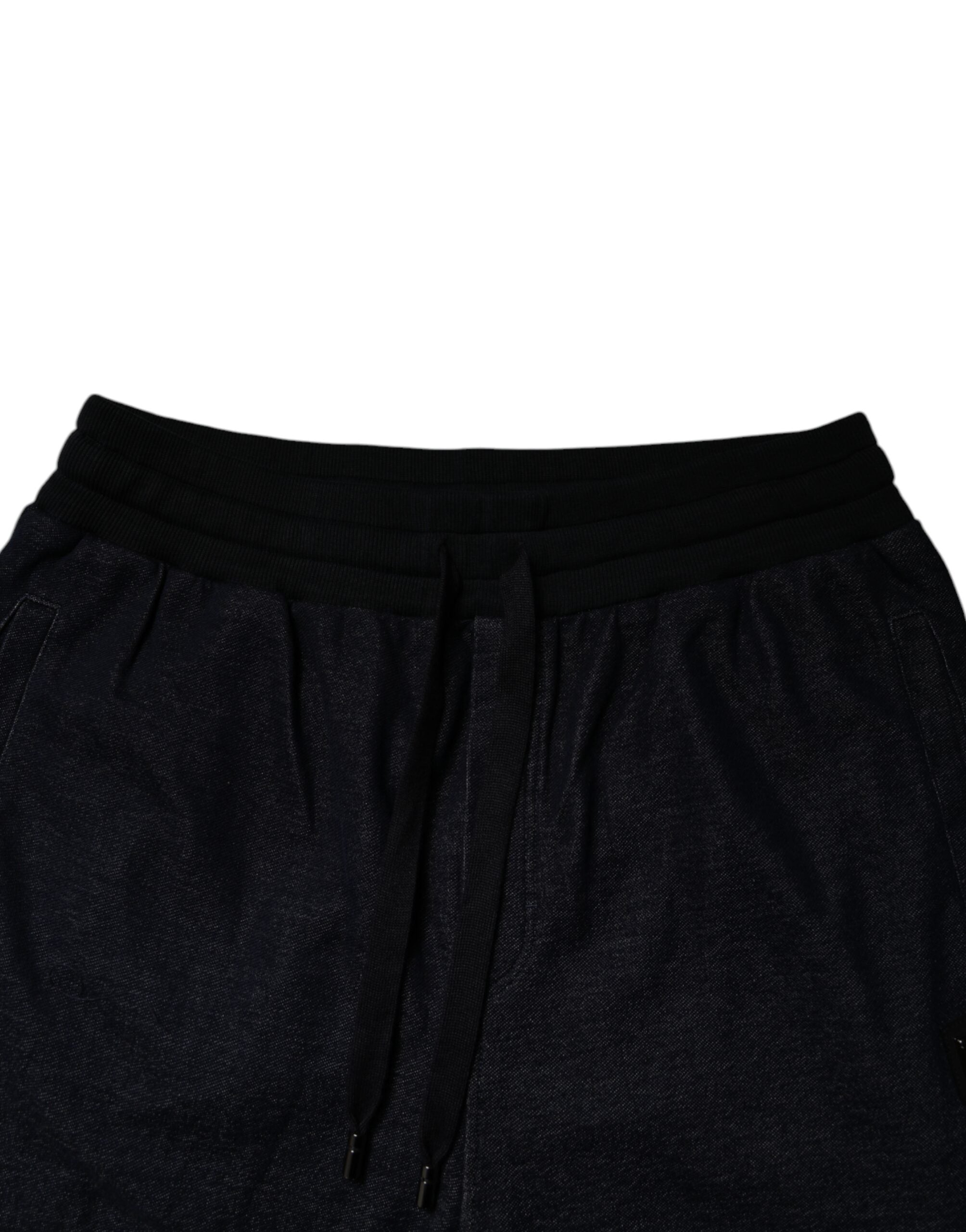 Dolce & Gabbana Schwarze Jacquard-Baumwoll-Jogger-Sweatpants Hose