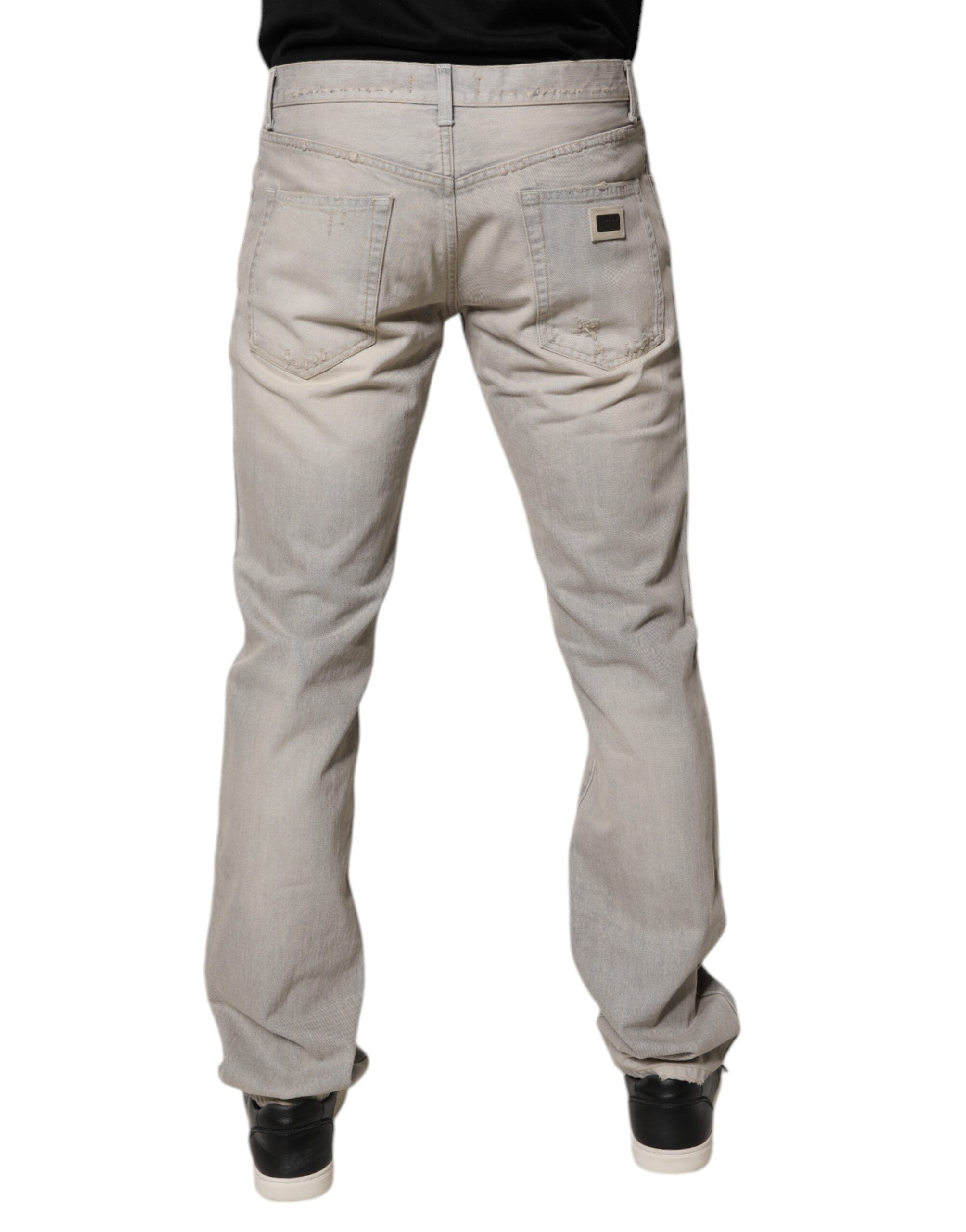 Dolce & Gabbana Hellgraue Skinny Denim Jeans aus Baumwolle