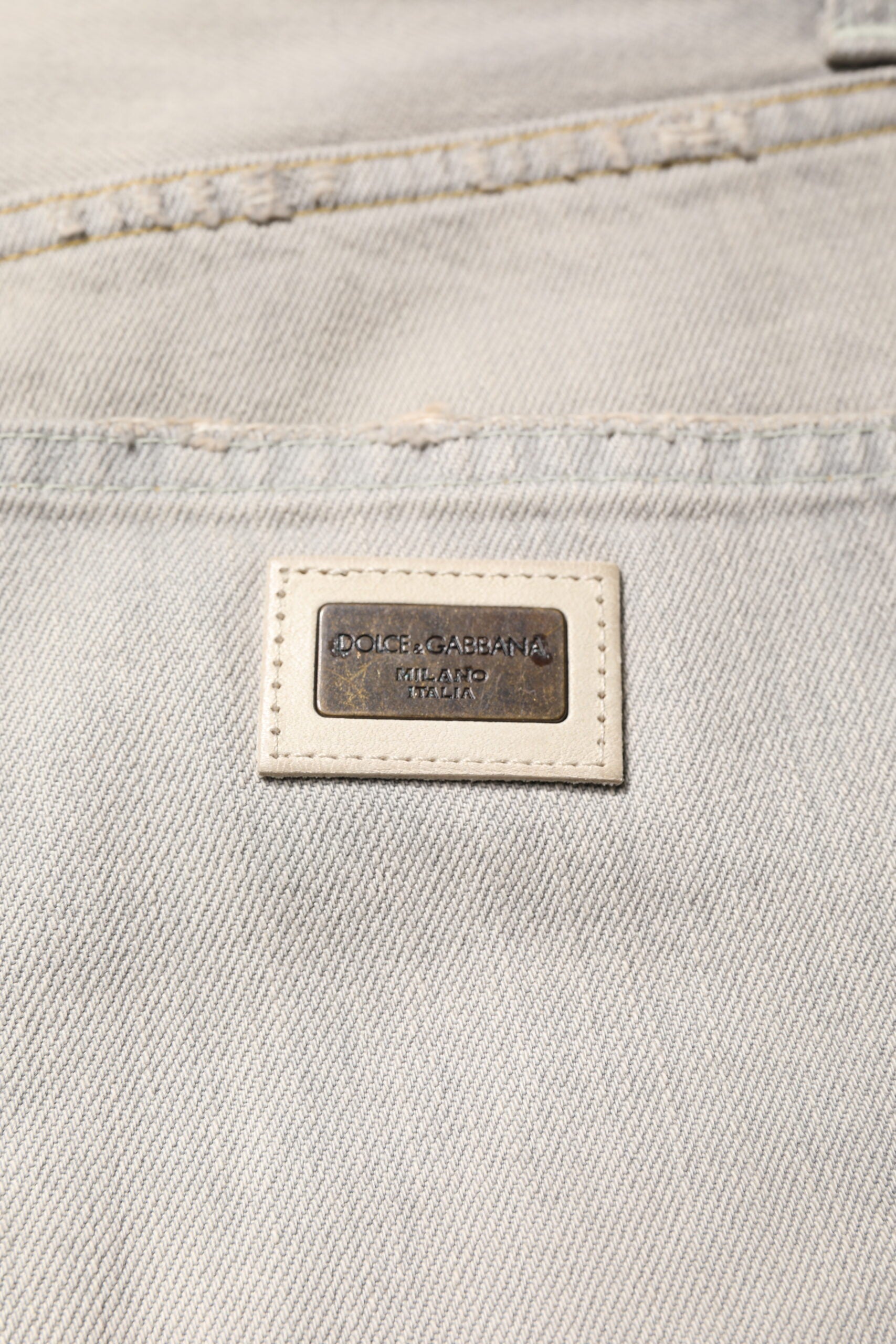 Dolce & Gabbana Hellgraue Skinny Denim Jeans aus Baumwolle