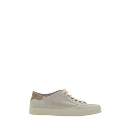 Brunello Cucinelli Cremefarbene Leder-Sneakers