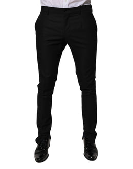Dolce & Gabbana Schwarz Schurwolle HerrenSkinny Kleid Formal Hosen