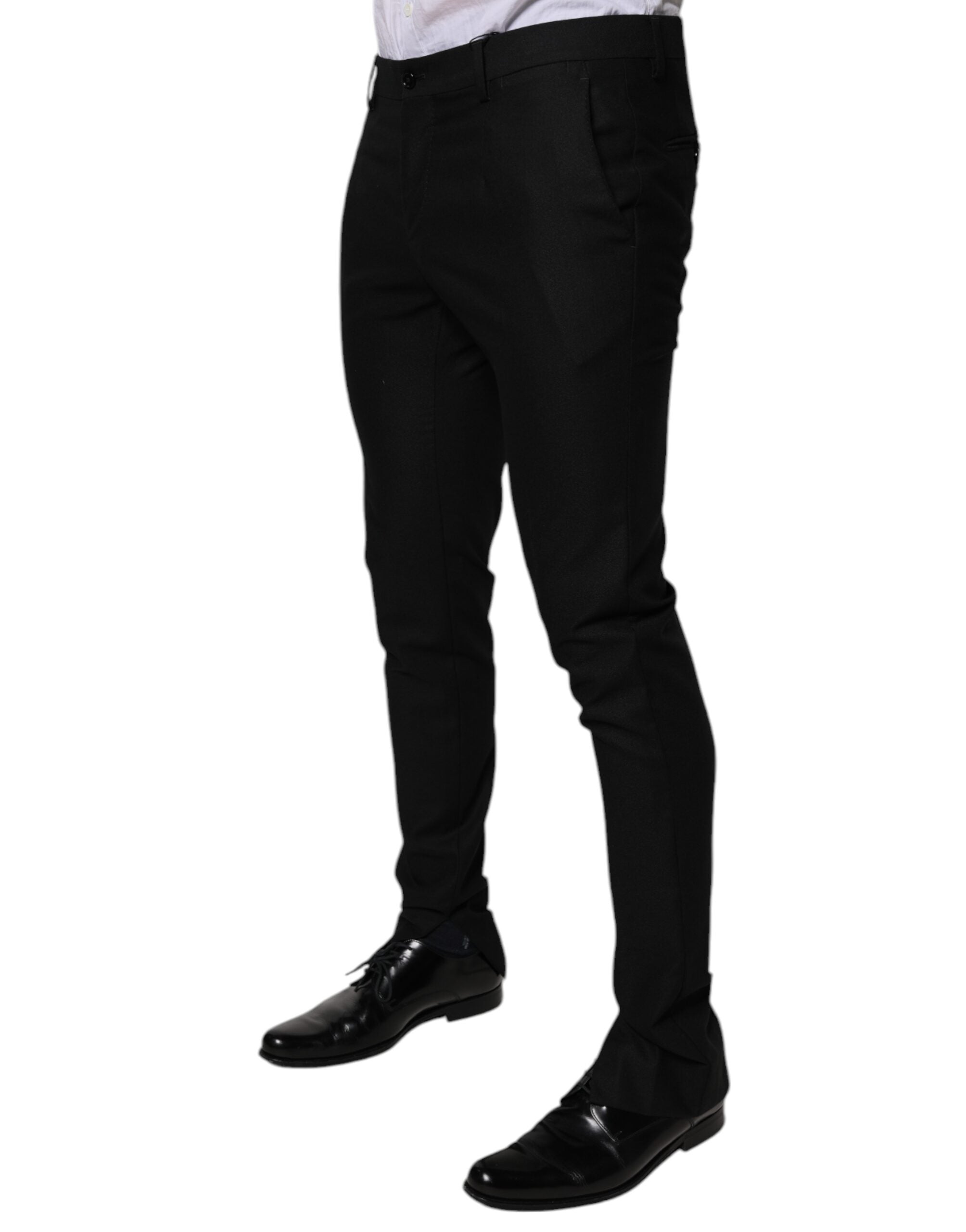 Dolce & Gabbana Schwarz Schurwolle HerrenSkinny Kleid Formal Hosen