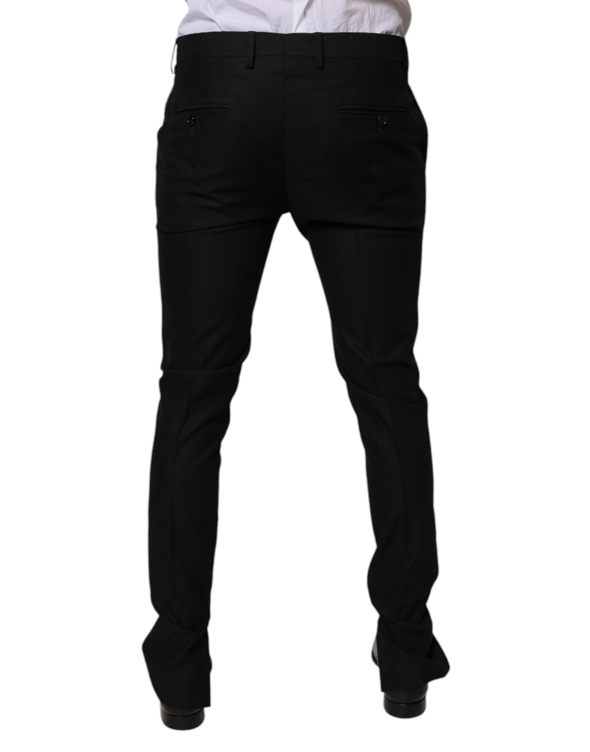 Dolce & Gabbana Schwarz Schurwolle HerrenSkinny Kleid Formal Hosen